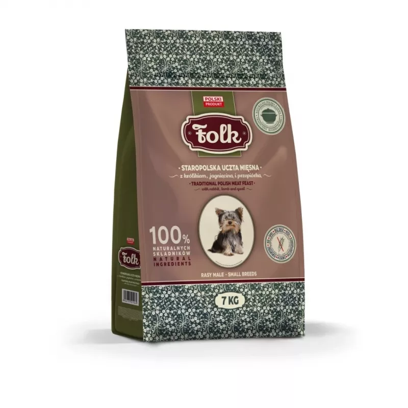 FOLK Small breeds Traditional polish meat feast with rabbit, lamb and quail - sucha karma dla psów - 7kg