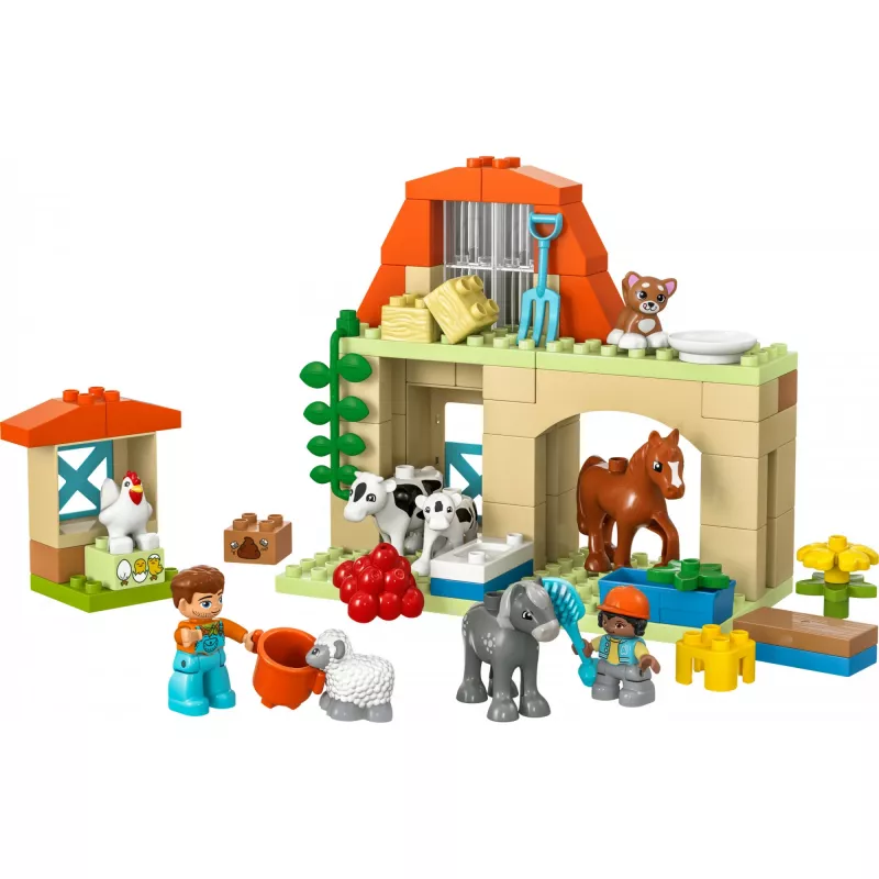 Zestaw konstrukcyjny LEGO DUPLO Opieka nad zwierzętami gospodarskimi 10416 — 74 elementy, 2 minifigurki, wiek 2+
