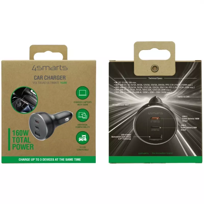 4smarts Ładowarka samochodowa VoltRoad Ultimate 160W czarna (541224)