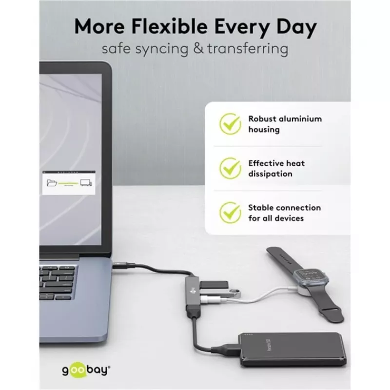 Goobay Slim 4-Port USB-Hub, USB-C™ na USB-C™/USB-A, USB 3.2 (74459)