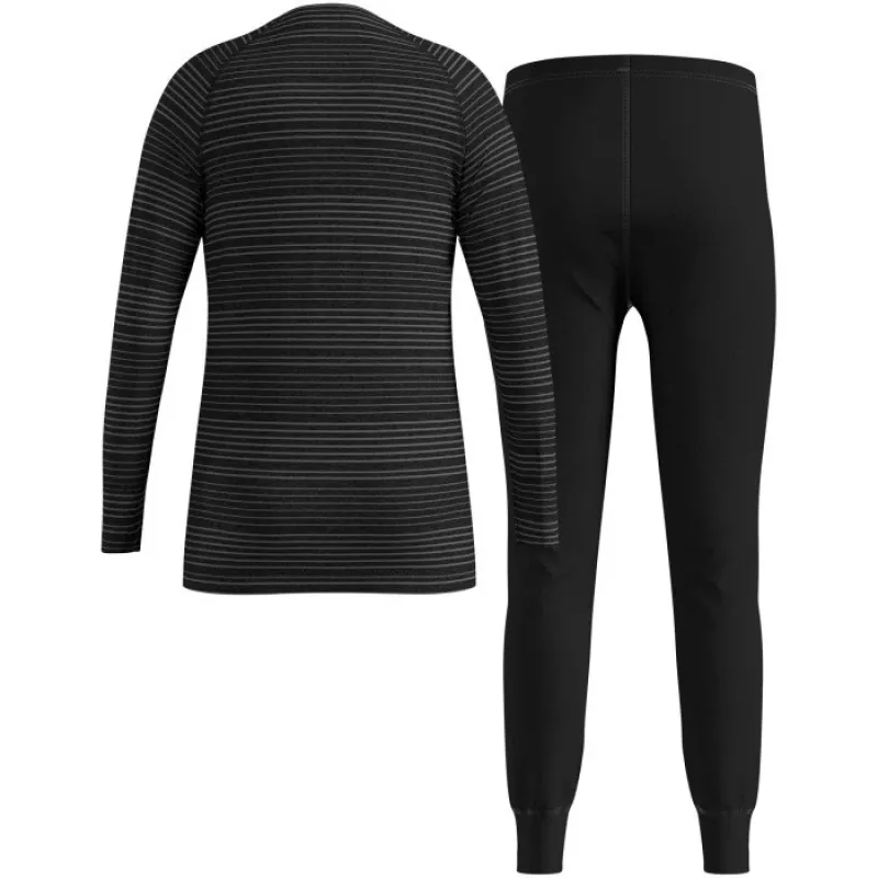Odlo Set long ACTIVE WARM ECO SET dziecięcy zestaw bielizny, rozmiar 140 cm, czarny i szary