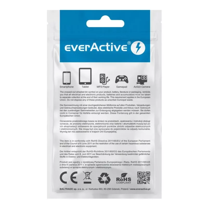 Kabel everActive USB Lightning 1m - Biały, silikonowy, szybkie ładowanie, 2,4A - CBS-1IW
