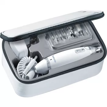 Zestaw do manicure i pedicure Beurer MP 62 Professional to produkt Beurer z naszej oferty zestawów do manicure i pedicure. Najważniejsze cechy to biały kolor, regulowana prędkość, 20 końcówek i oświetlenie LED.