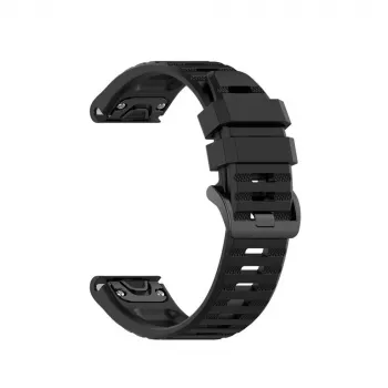 Silikonowy pasek FIXED do Garmin QuickFit 26mm Czarny — zastępczy pasek do zegarka 26 mm