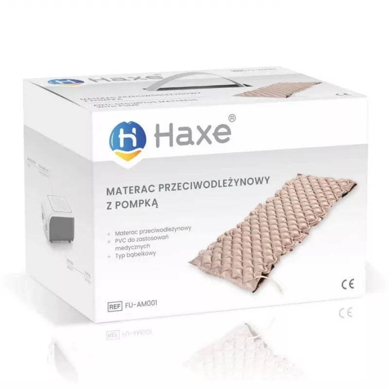 Materac przeciwodleżynowy Haxe FU-AM0001 pojedynczy PVC, standardowy 2000×900×70 mm, 130 komór, pompka elektryczna