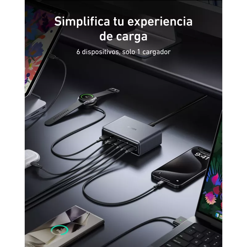 Ładowarka GeNPrime 200W GaN 4xUSB-C 2xUSB-A Czarna