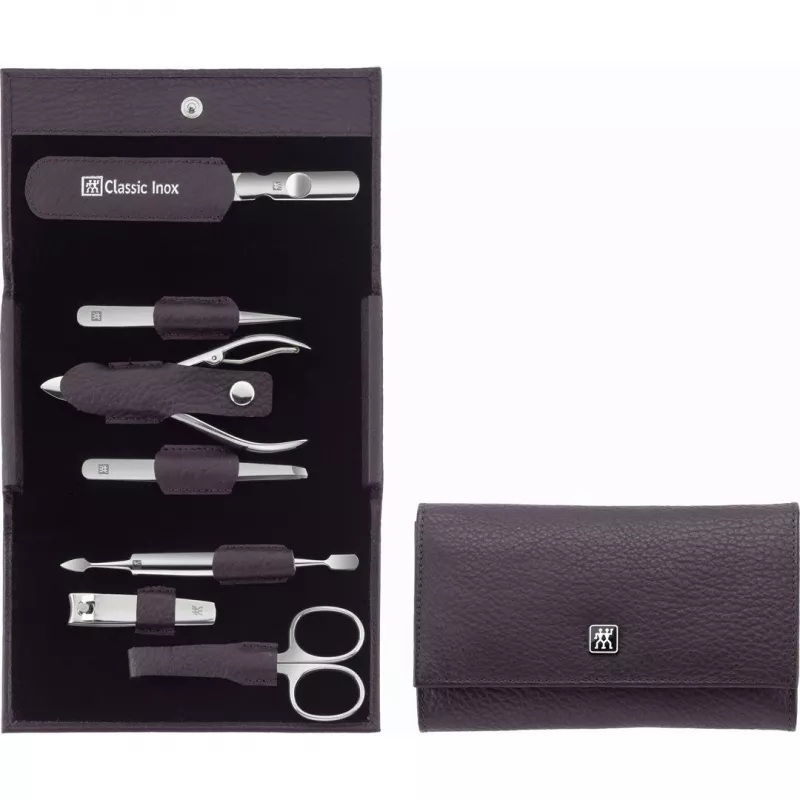 ZWILLING Classic, stal nierdzewna, 97646-008-0, podróżny zestaw do manicure, fioletowe etui, 7 elementów