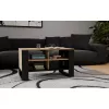 Top e shop STOLIK KAWOWY ŁAWA MODERN 4P cienki Dąb Artisan / Czarny frezy