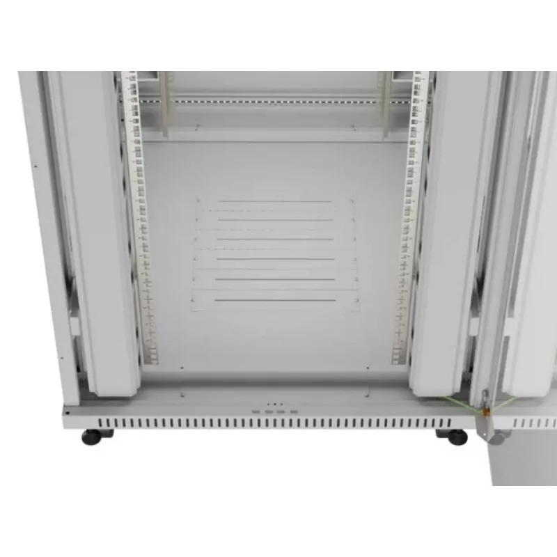 Szafa rack LANBERG FF01-8047-12SL 47U 800x1000 mm szara z przednimi i tylnymi drzwiami szklanymi oraz miejscem na panel LCD