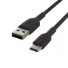 Kabel pleciony USB-C USB-A 15 cm Czarny