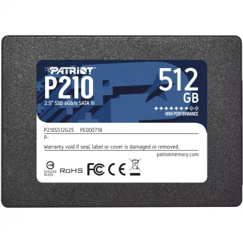 Dysk SSD 2,5 cala SATA III PATRIOT P210 512 GB — odczyt 500 MB/s, zapis 400 MB/s