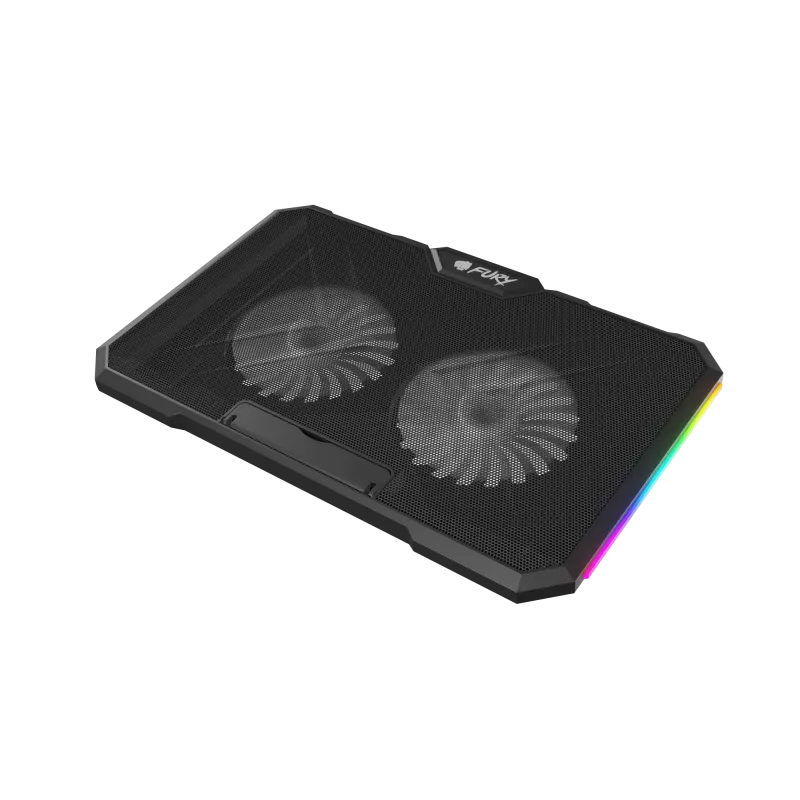 Podkładka chłodząca do laptopa FURY GUNBAI G3 14.1–17.3 cala z 2 wentylatorami, podświetleniem RGB, 2× USB