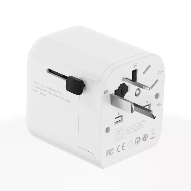Uniwersalny adapter podróżny GEMBIRD TPA-EU2A12-01-W 12 W zasilacz USB do gniazdek międzynarodowych