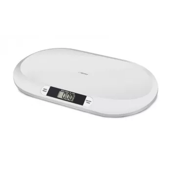 Elektroniczna waga niemowlęca ESPERANZA EBS019 — zakres ważenia 0,03–20 kg, podziałka 0,01 kg, duży wyświetlacz LCD 60×25 mm, biała