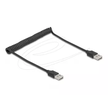 Kabel spiralny DeLOCK EASY-USB 2.0 Typ-A męski na Typ-A męski 0,5m do 0,8m czarny