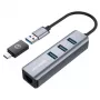 GRAUGEAR USB Hub G-HUB31L-A — USB 3.2 Gen 1 Type-A host, 3x USB 3.2 Gen 1 Type-A ports + RJ-45, 5000 Mbit/s