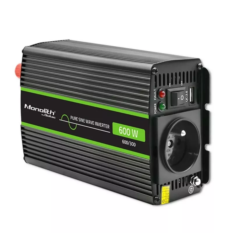 Qoltec Monolith zasilacz-przetwornica samochodowa 600 W 12 V