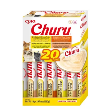 Przysmaki dla kota INABA Churu Variety Box — Kurczak i Wołowina, 20 x 14 g tubek