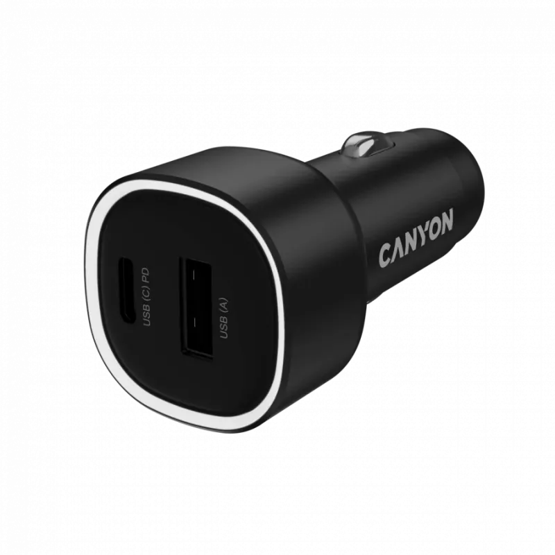 Ładowarka samochodowa CANYON OnDrive 48 PD 48W USB-A+USB-C Czarna