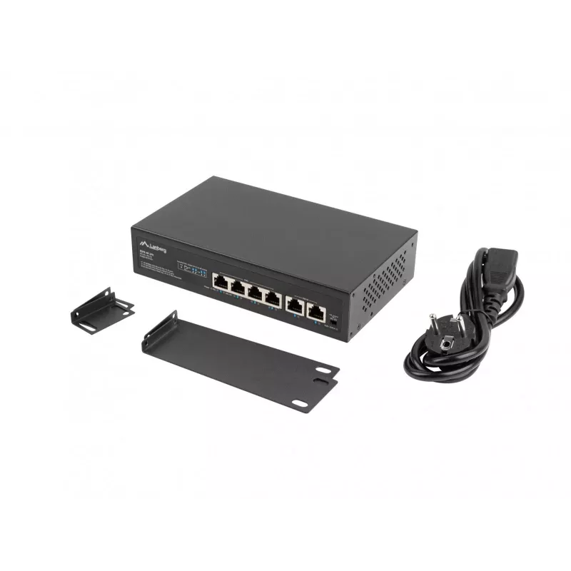 Przełącznik PoE+ Lanberg Rack 10/19 RSFE-4P-2FE-60