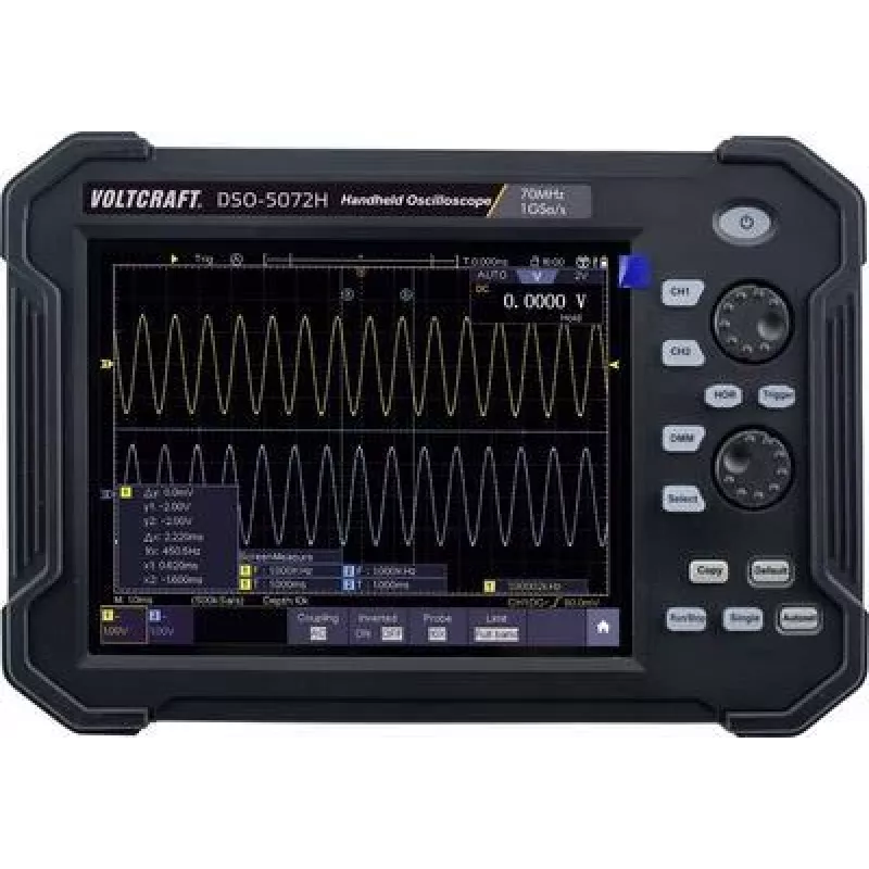 VOLTCRAFT DSO-5072H Bateria, Oscyloskop cyfrowy, Oscyloskop ręczny (Scope-Meter) 70 MHz 2-kanałowy 1 GSa/s 40 Mpts 8 bitów Pamięć cyfrowa (DSO), Urządzenie przenośne (VC-11338050)