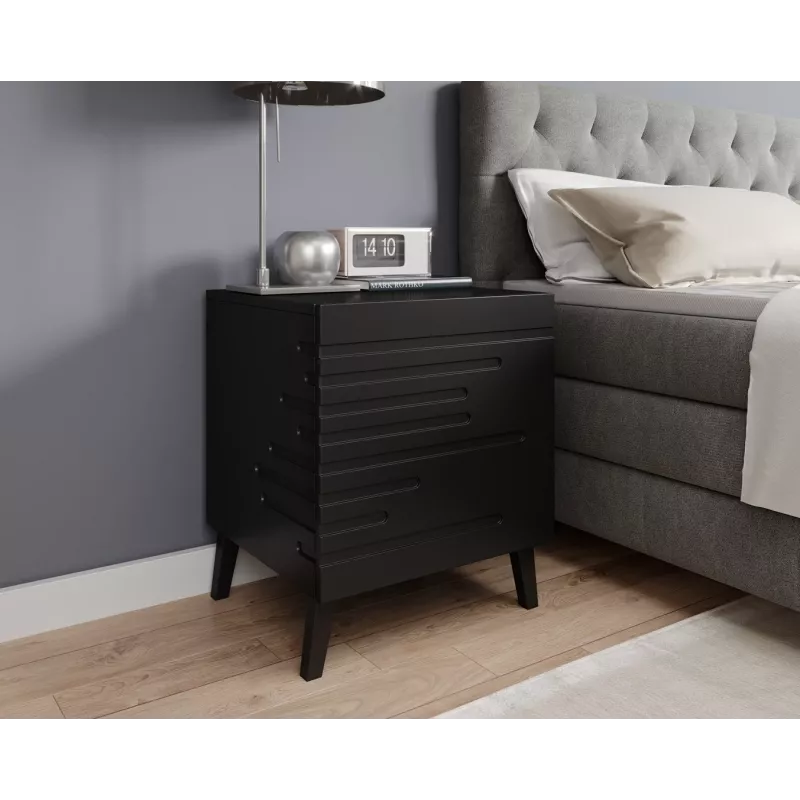 Szafka nocna cama meble NOVA 44x40x52 cm matowy czarny — 1 szuflada, rama 16 mm