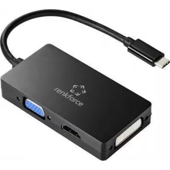 Renkforce RF-4633066 Przejściówka USB-C / HDMI / DVI / VGA [1x wtyk USB-C™ - 1x gniazdo VGA, gniazdo HDMI, gniazdo DVI 24+5pin] Czarna (RF-4633066)