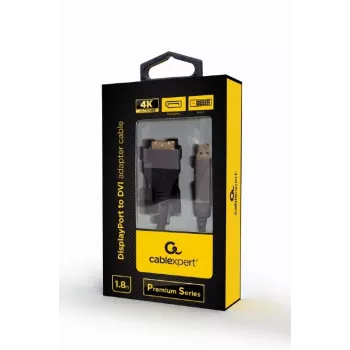 adapter kablowya wideo Gembird CC-DPM-DVIM-4K-6 — DisplayPort do DVI, 1,8 m, 4K, czarny