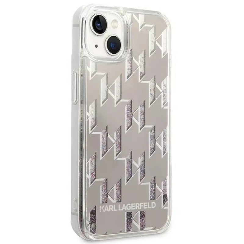Karl Lagerfeld KLHCP14MLMNMS iPhone 14 Plus 6.7 etui twarde srebrne / srebrne Liquid Glitter Monogram