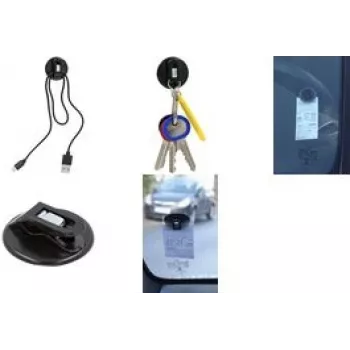 Zestaw uchwytów WEDO 64 301001 — uniwersalny uchwyt na bilety parkingowe i kable USB, czarny polistyren