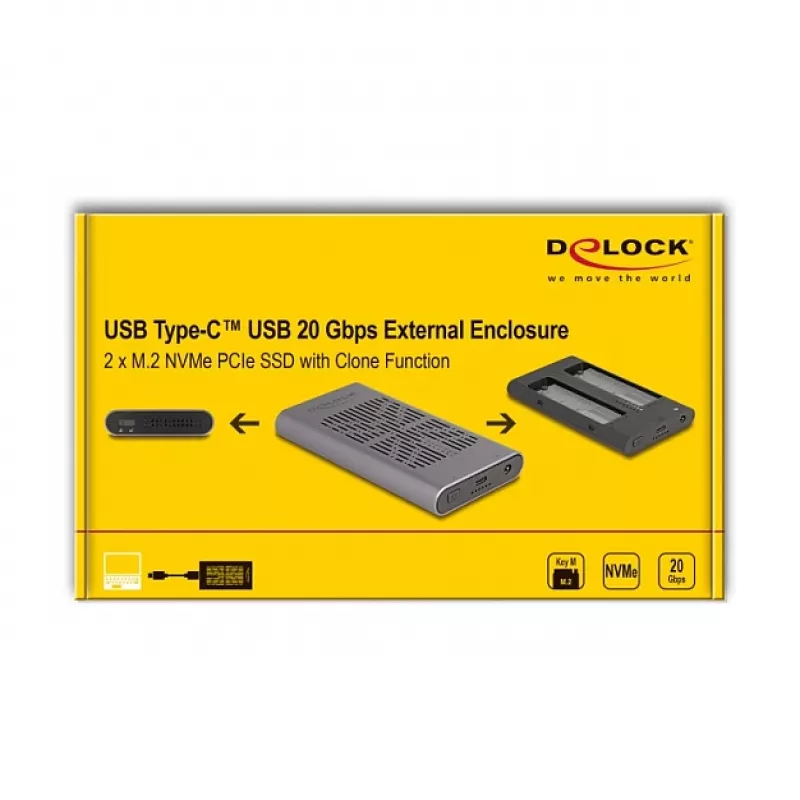 Obudowa SSD DeLOCK 42027 szara M.2 10 Gbit/s USB Type-C