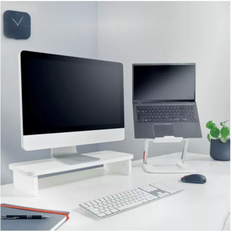 Uchwyt monitora LEITZ Freestanding 64340001 — podstawka biurkowa dla ekranów 61 cm (24 cale), udźwig 20 kg, regulacja wysokości, biały
