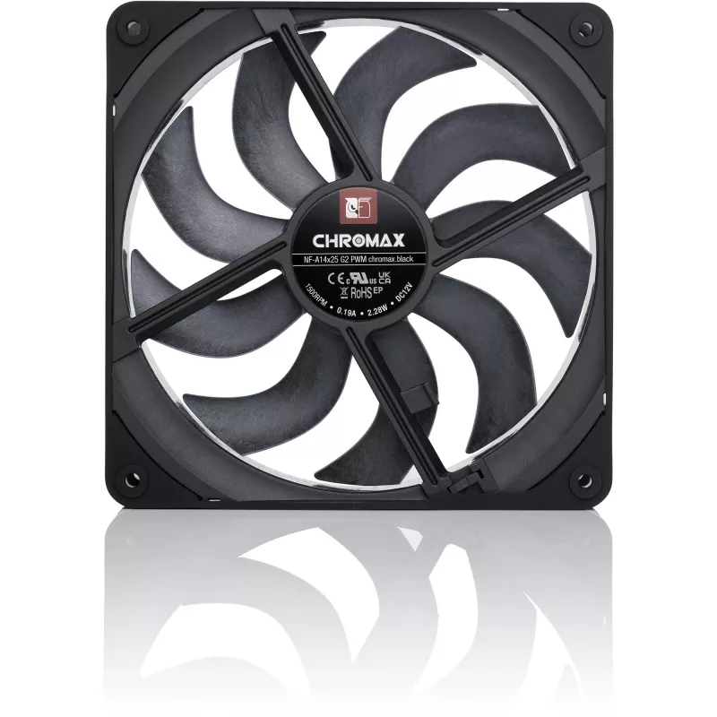 Noctua NF-A14x25 G2 PWM chromax.Czarny wentylator obudowy 140 mm