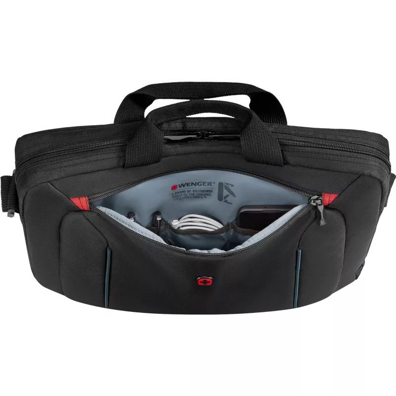 Torba na laptop Wenger BQ 16 Slimcase Toploader Czarna — mieści laptopy 16 cali, konstrukcja toploader, wyściełana komora