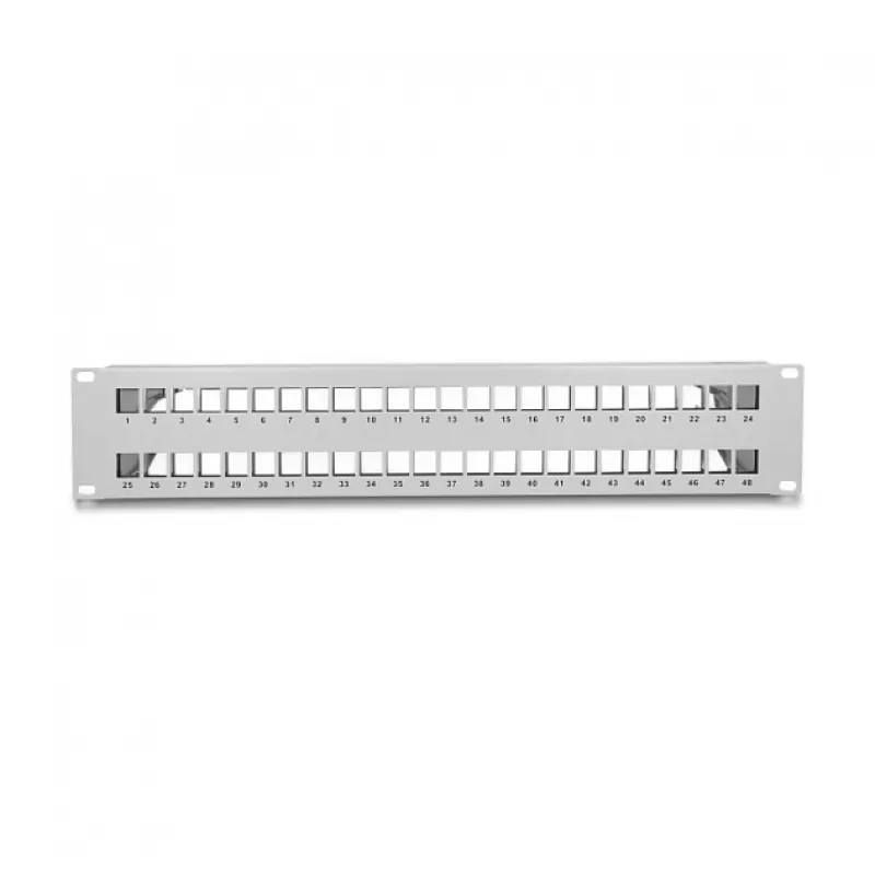 DeLOCK 19-calowy panel krosowy Keystone 48 portów z odciążkami 2U szary
