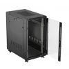Szafa rack 19 cali LANBERG 22U 600x1000 mm, czarna, szklane drzwi przednie i tylne