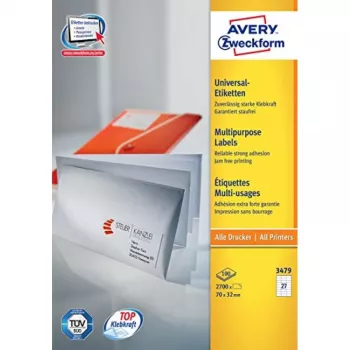 Avery-Zweckform 3479 Etykiety Białe Papier 70x32mm Klej Trwały