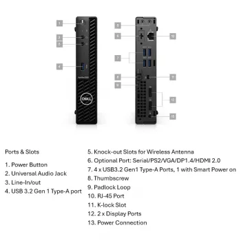 Desktop PC Dell OptiPlex 3090 (i5-10500T, 8GB RAM, 256GB NVMe, Intel UHD 630, Windows 11 Pro) Grade A Renewed