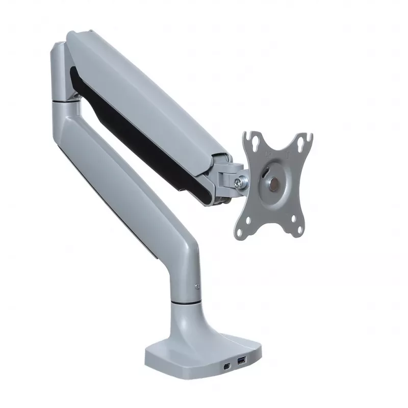 ART RAMM L-35HD gazowy uchwyt biurkowy do 1 monitora 17–45 cali, USB-A i USB-C