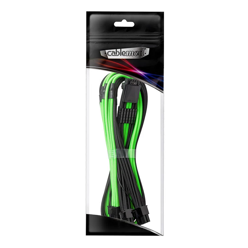 CableMod RT-Series PRO ModMesh 12VHPWR na 3x PCI-e kabel dla ASUS/Seasonic, 60 cm, czarny/jasnozielony