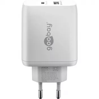 USB-C Dual-Fast Charger, PD, GaN, 65 Watt (biały, 1x USB-C, 1x USB-A, Power Delivery)