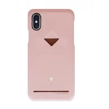 Card Slot Back Shell VixFox do iPhone X/XS — różowe etui ochronne z kieszonką na karty