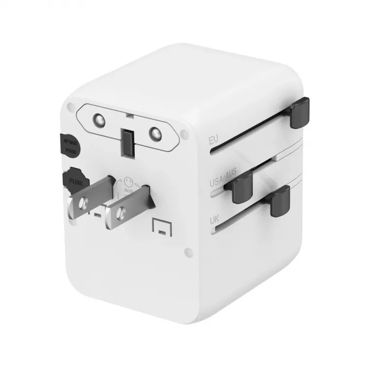 Podróżny zasilacz sieciowy GEMBIRD TPA-1A2C20-01-W — 20 W, USB-A (18 W) + 2× USB-C (20 W), wtyczka typu E, biały