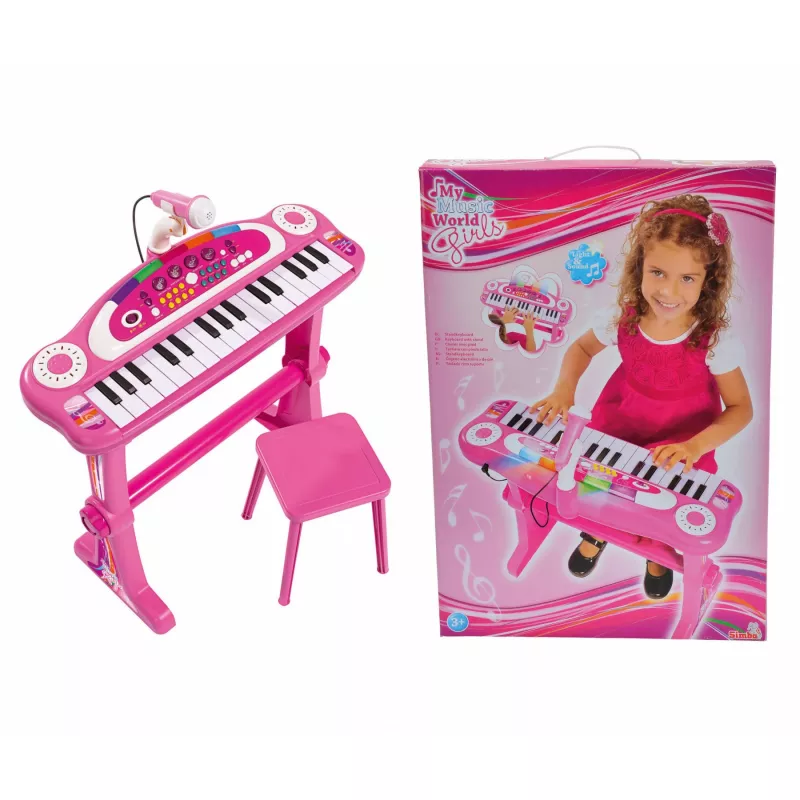 Stojąca klawiatura dziecięca Simba-Dickie My Music World Girls (różowa) — elektroniczna klawiatura do zabawy dla dzieci
