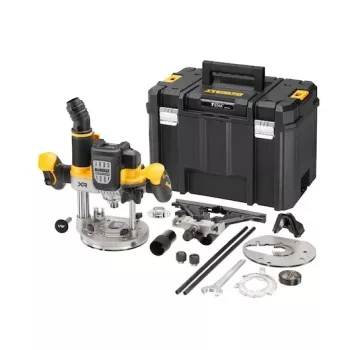 Zanurzeniowa frezarka DeWalt DCW620NT-XJ, akumulatorowa, bezszczotkowa, 18V, 1600W mocy wyjściowej, 11–23k RPM, tuleja 12,7 mm, odpylacz, LED, 3,6 kg, walizka