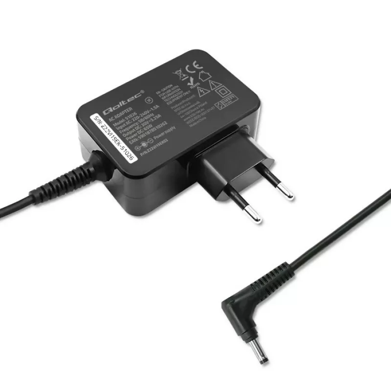 Qoltec 51026 zasilacz/przetwornica do użytku wewnątrz i na zewnątrz 65 W Czarny