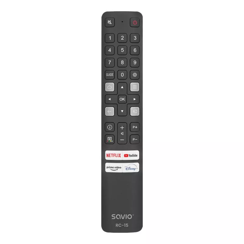 Uniwersalny pilot zdalnego sterowania SAVIO RC-15 do telewizorów TCL SMART TV, bezprzewodowy IR, czarny, zasięg 10 m