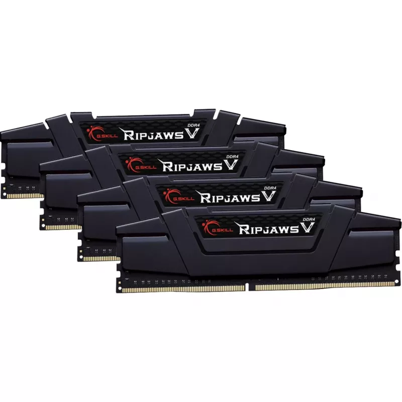 DIMM 64 GB DDR4-3600 (4x 16 GB) Quad-Kit, Arbeitsspeicher schwarz, F4-3600C16Q-64GVKC, Ripjaws V, INTEL XMP