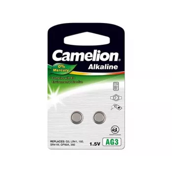 Bateria guzikowa CAMELION AG3 / LR41 / LR736 / 392 alkaliczna 1,5 V — opakowanie 2 szt.