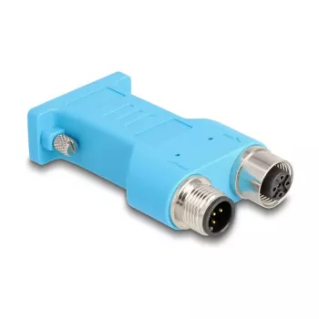 DELOCK D-Sub 9 żeński do 2× M12 5-pin A-kodowany rozdzielacz magistrali CAN 180° niebieski